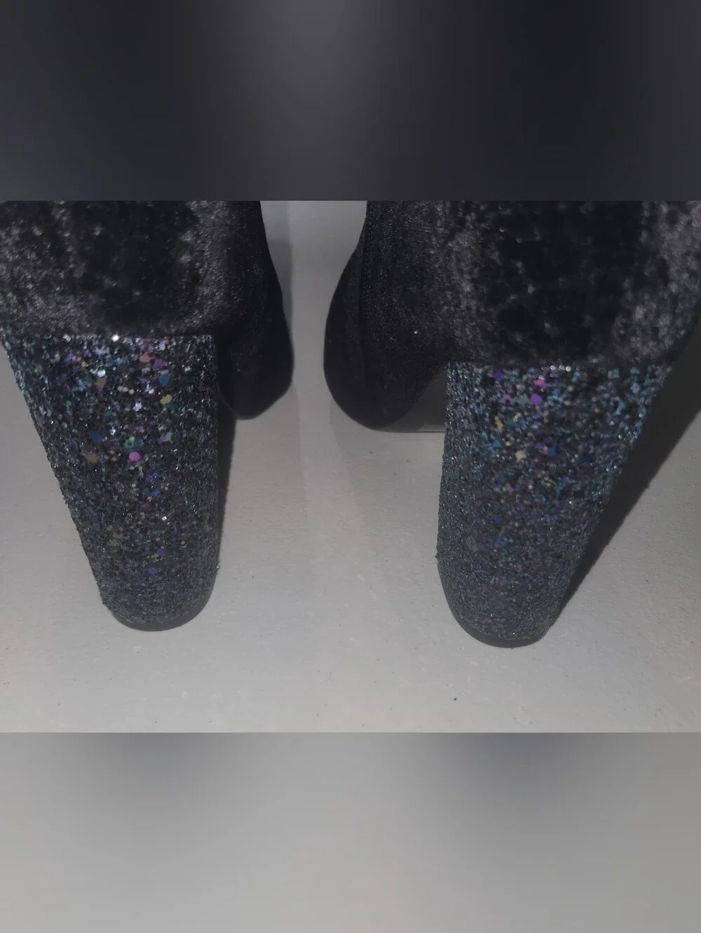 Call It Spring Women's Black Ankle Boots W/ Blue Embellished Heels Size 8.5